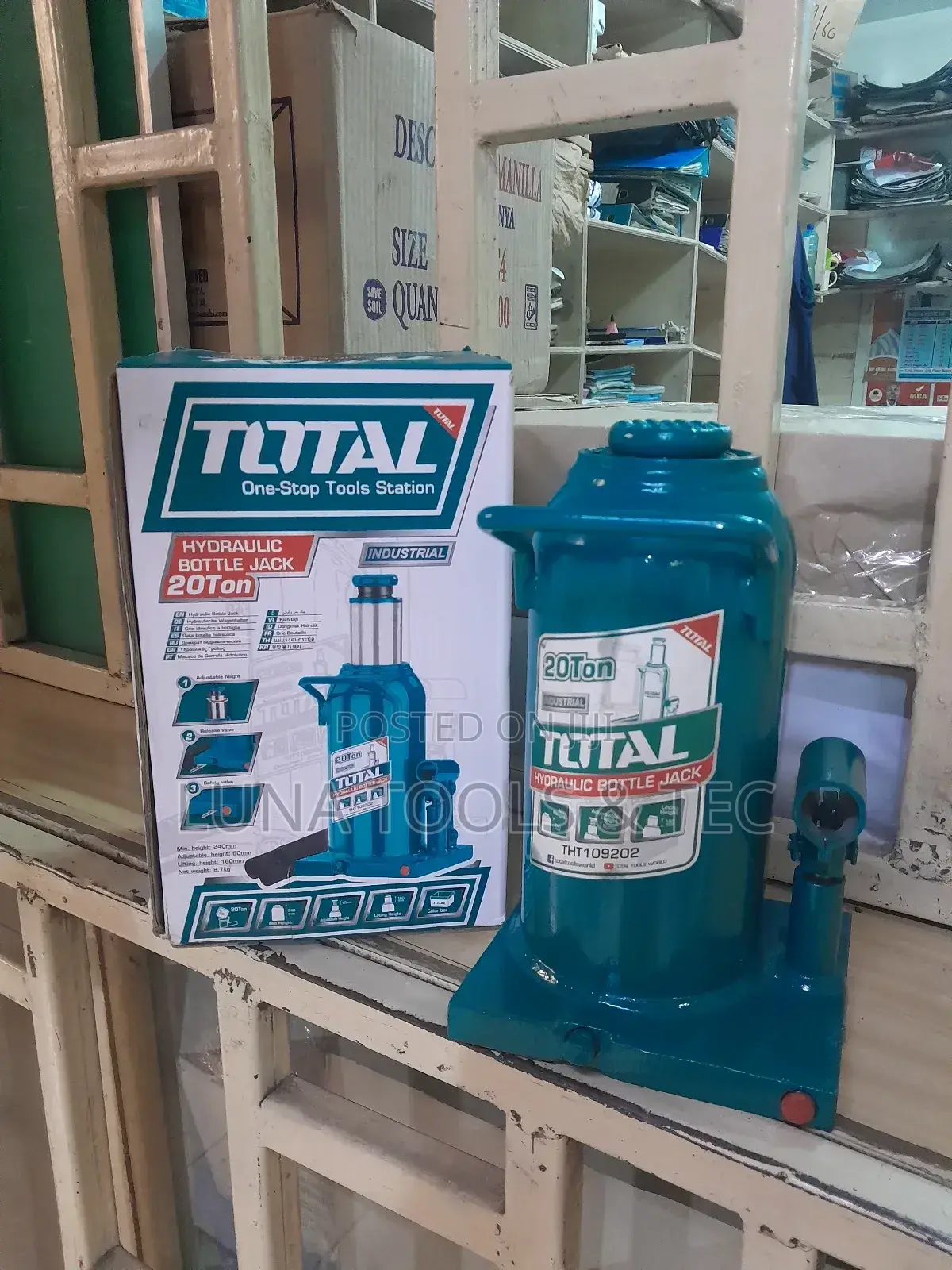 Tht109202 Total Hydraulic Bottle Jack, 20T.