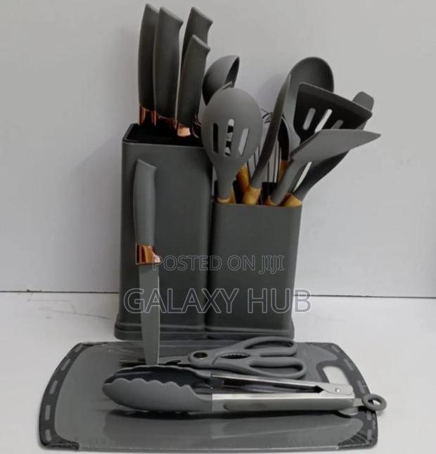 19pc Silicon Spoons Black And Grey