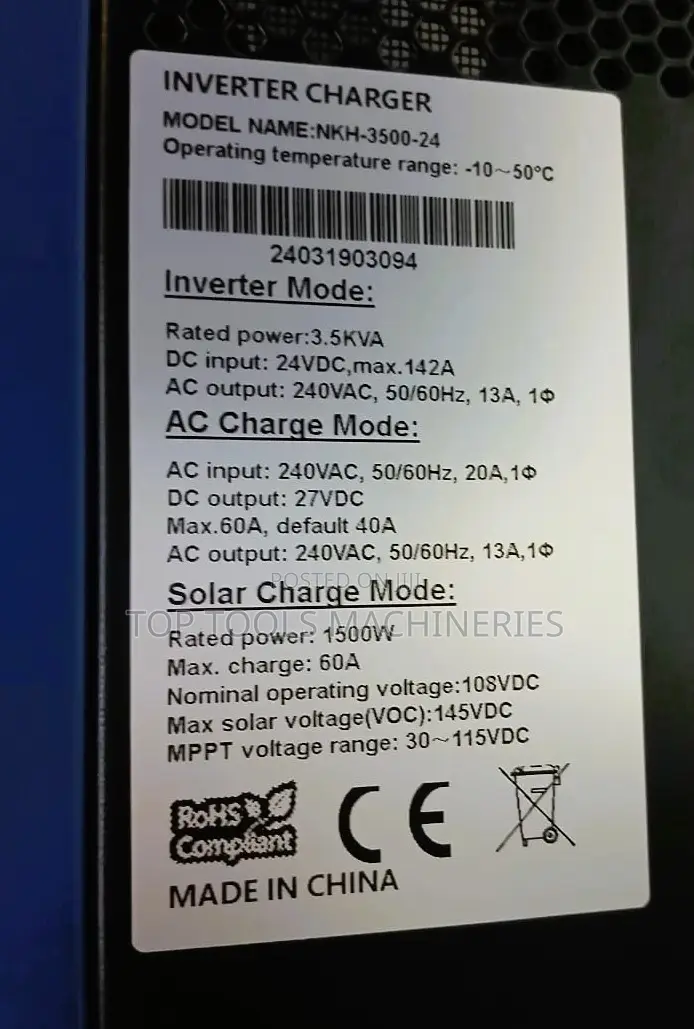 3.5 Kva 24 Volts SNADI Solar Hybrid Inverter
