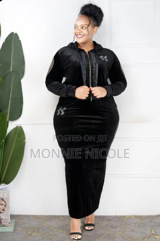 Classy Velvet 2pc Set. Long Skirt With Top - thumbnail 2