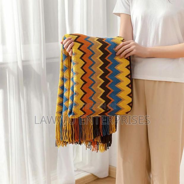 Colorful Bohemian Knitted Throw Blanket