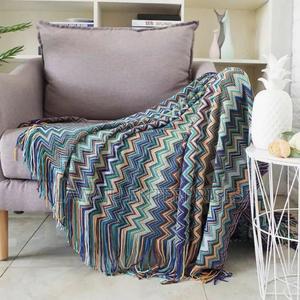 Bohemian Knitted Throw Blanket With Tassel - thumbnail 2