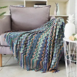 Bohemian Knitted Throw Blanket With Tassel