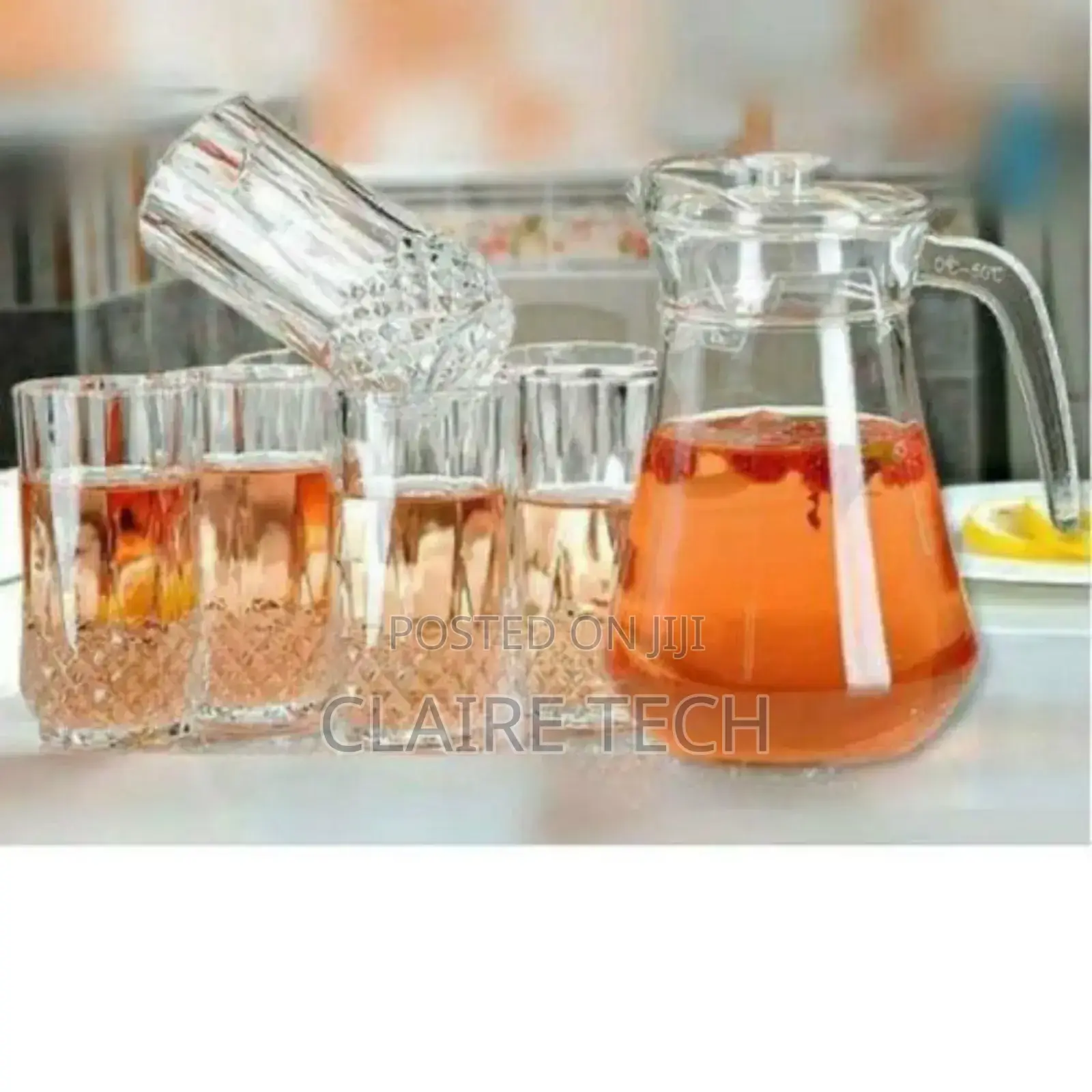 Brand New Glass Water Jug and Water Glasses