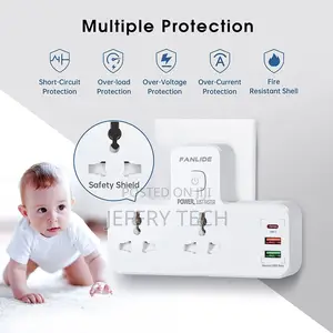 Wall Mount Power Strip With USB C, Multi Plug Adapter Outlet
