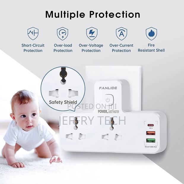 Wall Mount Power Strip With USB C, Multi Plug Adapter Outlet - thumbnail 3