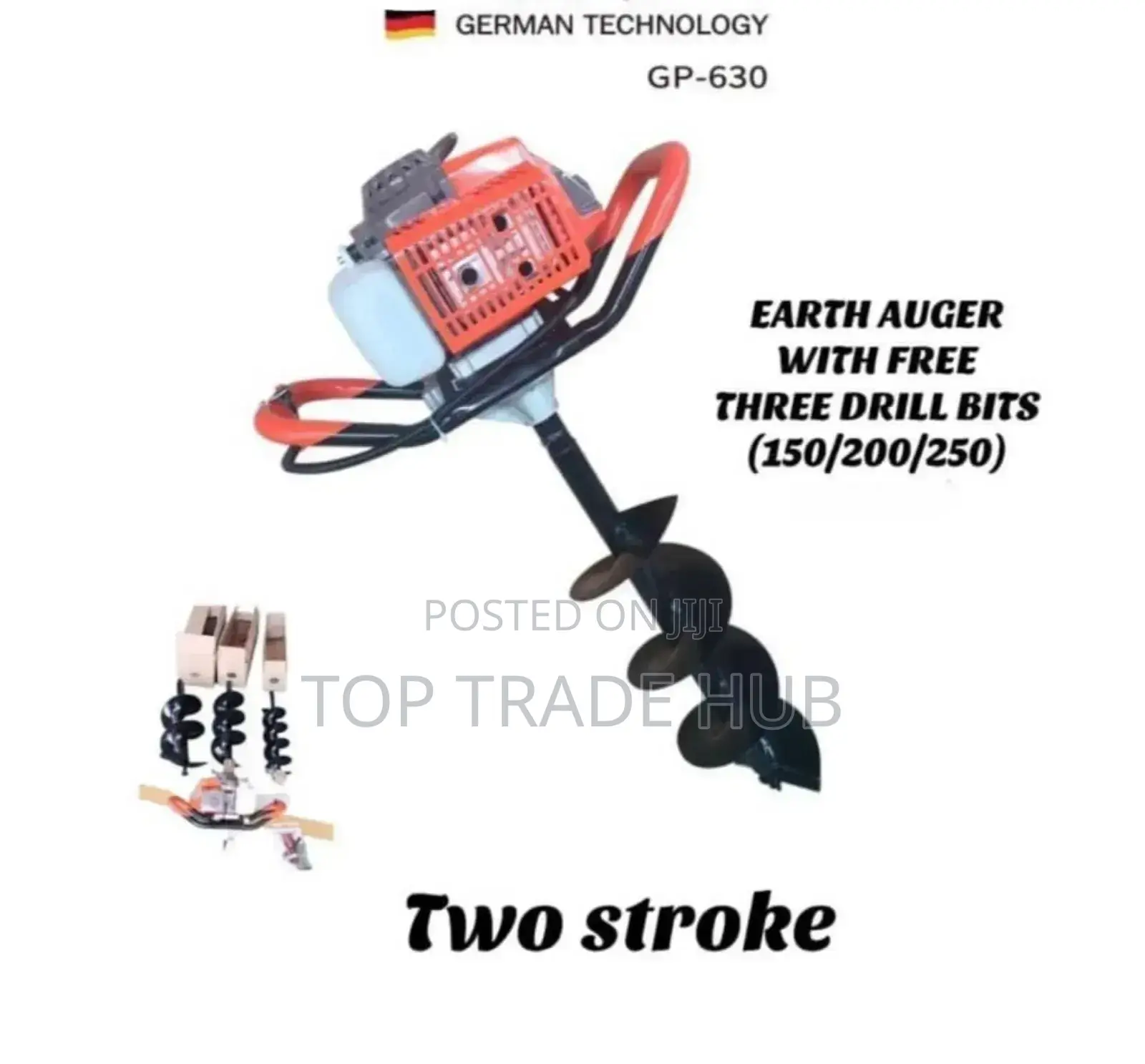 Two Stroke Earth Auger With 3 Drill Bits- 150/200/250