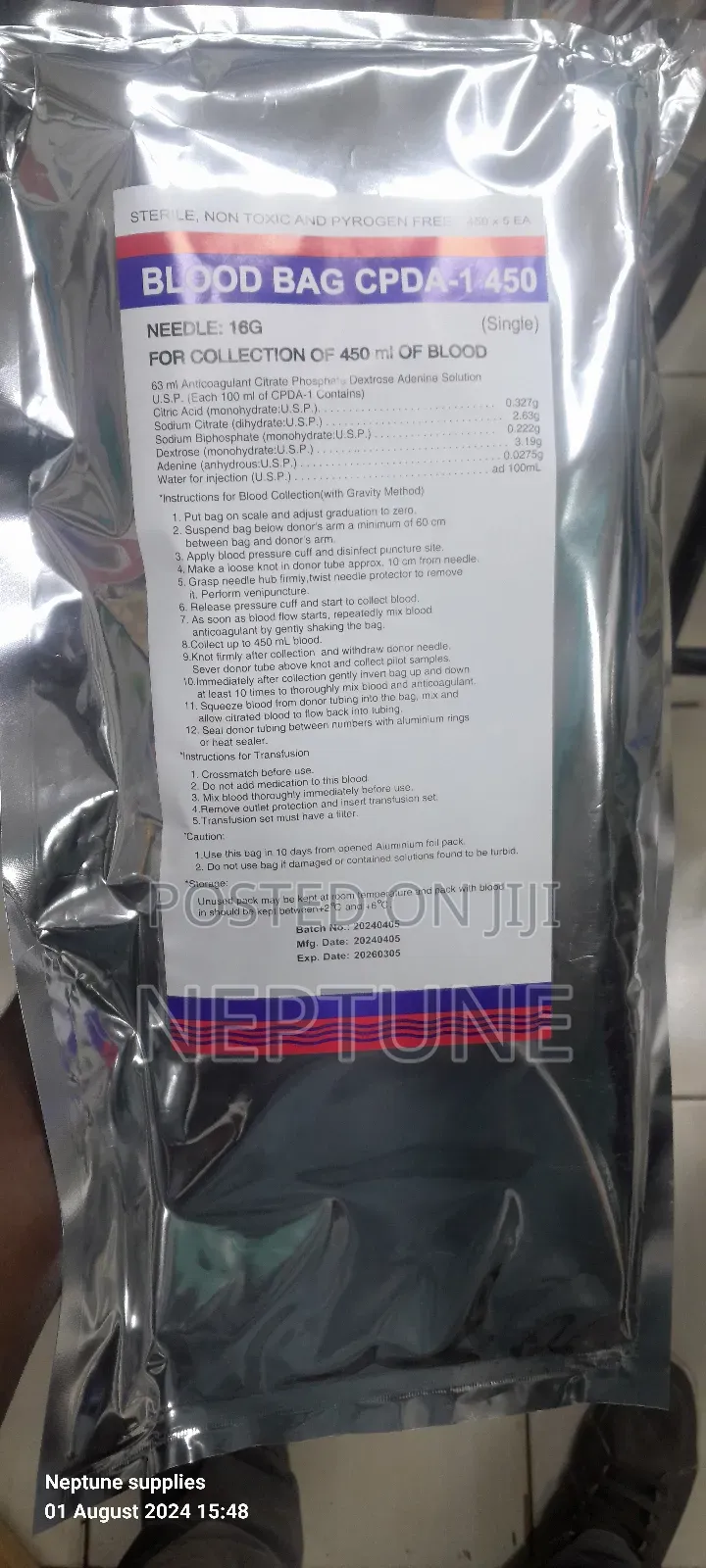 Single Blood Bag Collection 450ml