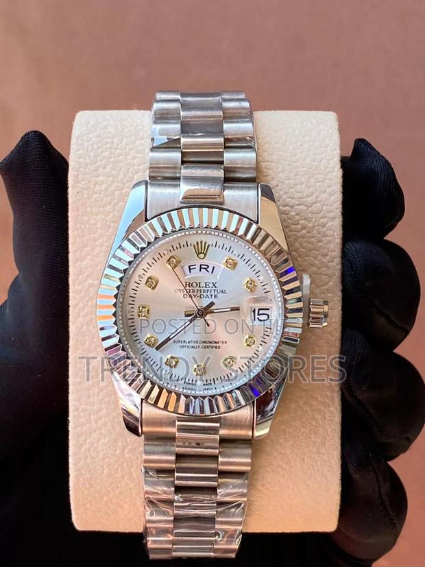 White Display Silver Rolex Ladies Watch - main view