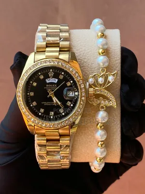Pearl Bracelet and Rolex Watch Set