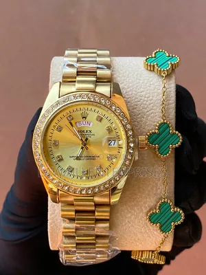 Iced Star Bracelet and Rolex Watch Set