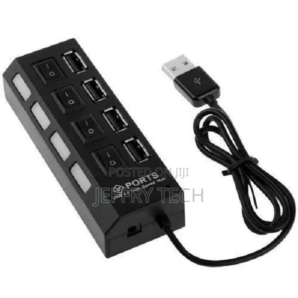 Generic 4 Ports USB Hub 2.0 USB Splitter With ON/OFF, (Black