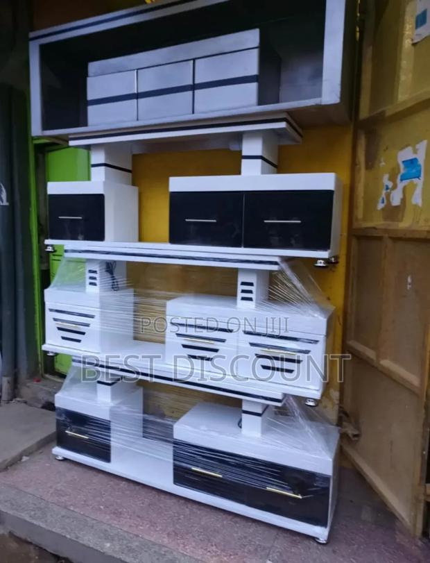 Modern TV Stand With Red Lights - main view