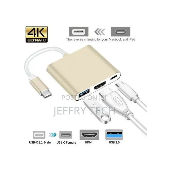 Generic Hub Adaptateur USB 3.1 Type C 3 en 1 À USB-C HDMI