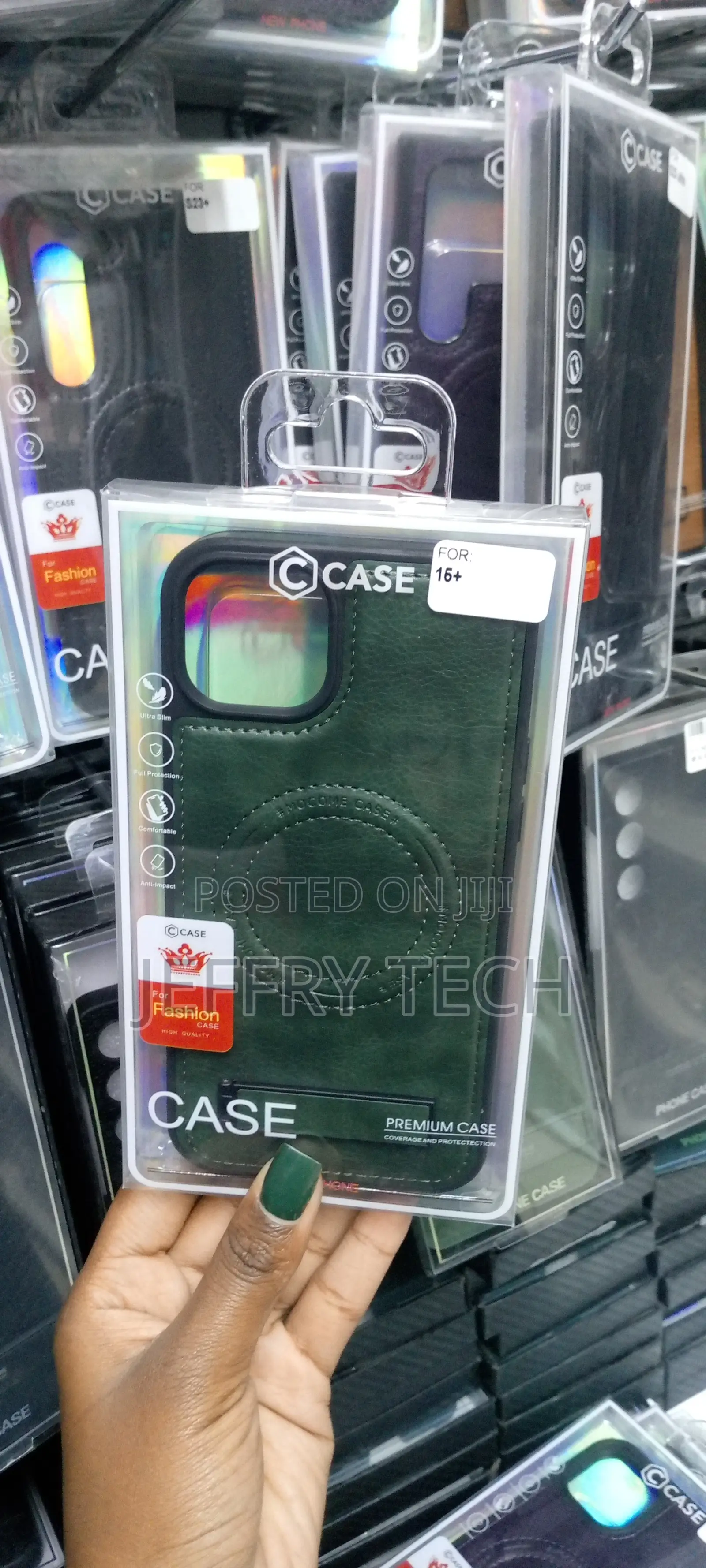 Luxury Leather Casefor iPhone 15 Plus With Kickstand Magsafe