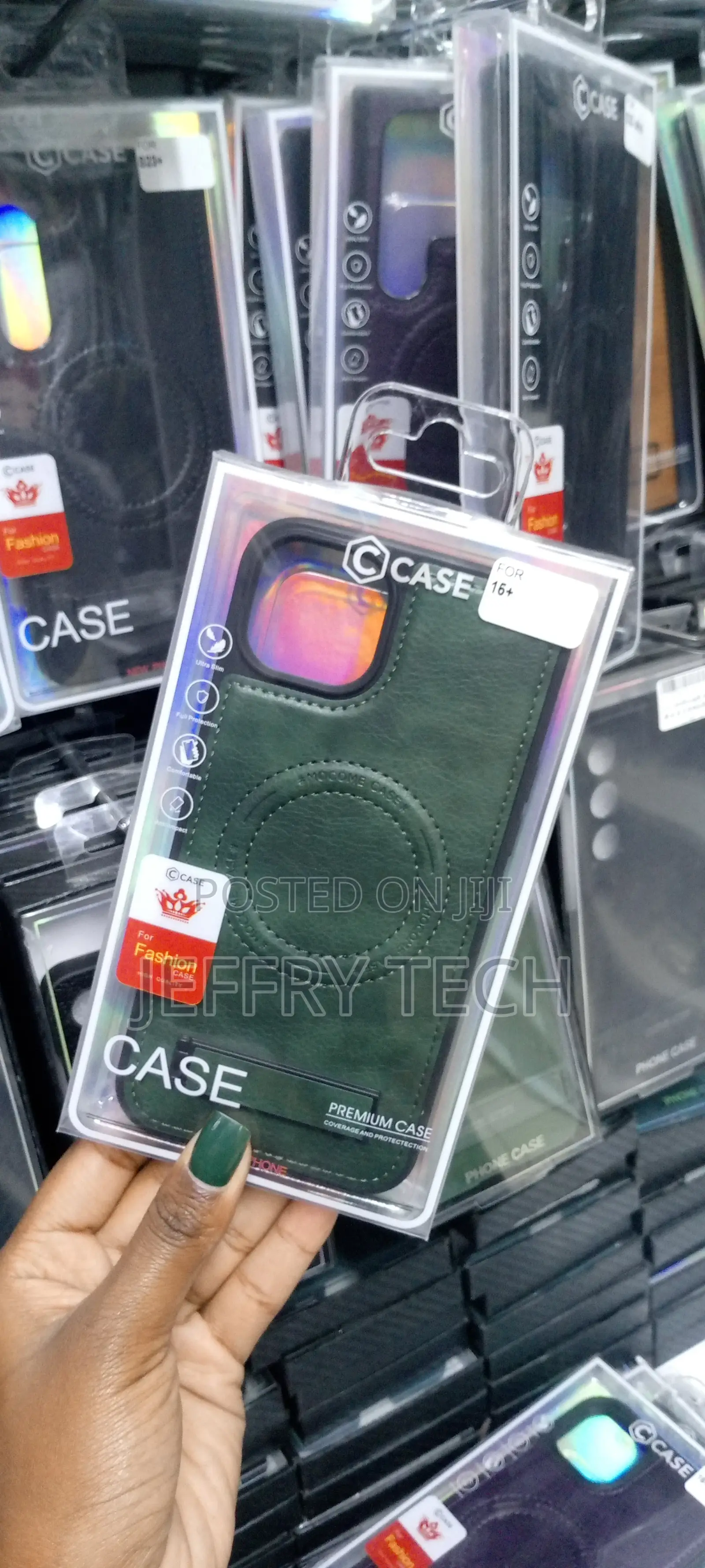 Luxury Leather Casefor iPhone 15 Plus With Kickstand Magsafe