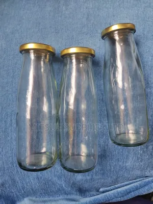 Set of 10 X 500 Glass Bottle 190mm Long Gold Lids 53mm Wide