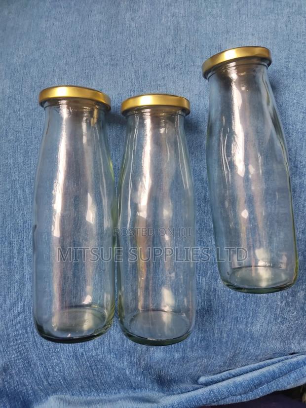 Set of 10 X 500 Glass Bottle 190mm Long Gold Lids 53mm Wide