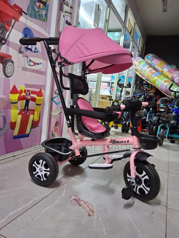Kids Tricycle With Push Handle and Canopy - main view