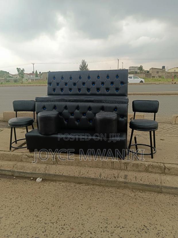 Pedicure Seat Black 3 Seater, and 2 Manicure Stools