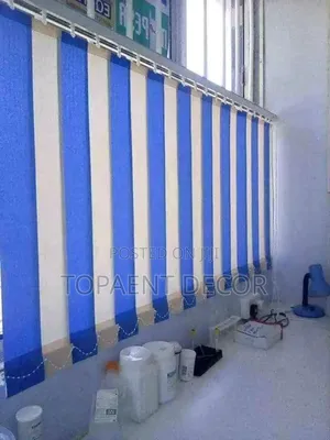 Blue and White Vertical Hospital Curtains