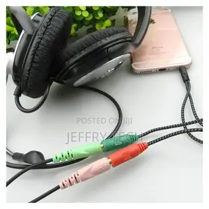 2 in 1 Cable Adapter Splitter 3.5mm Audio Earphone Headset T