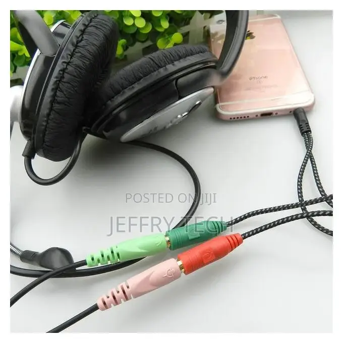 2 in 1 Cable Adapter Splitter 3.5mm Audio Earphone Headset T