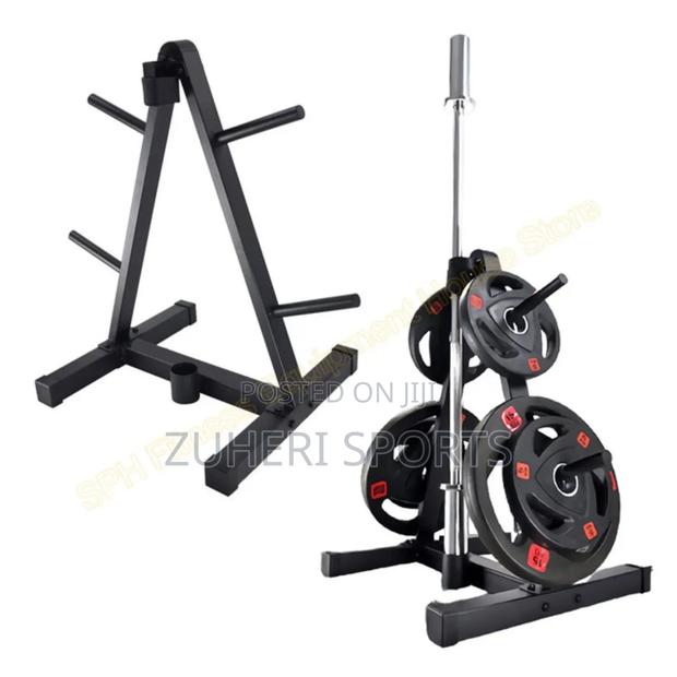 Plate Rack Weight Rack for Olympic Plates and Barbell