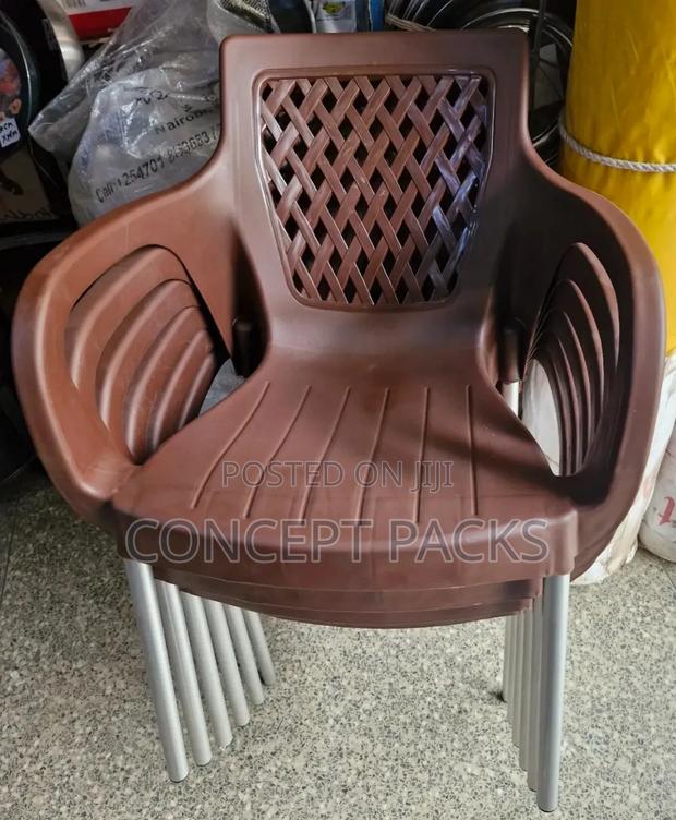 Brown Strong Plastic Metal Tubing Legs Chair.
