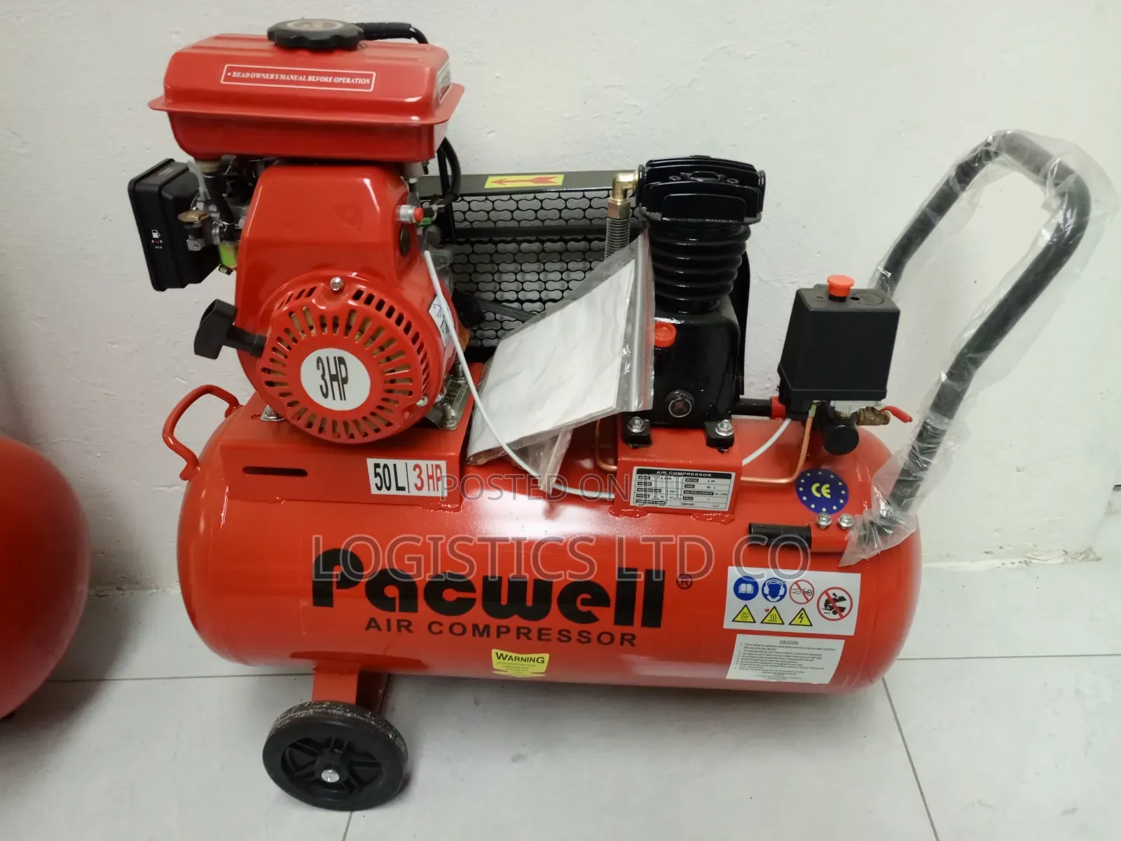 Pacwell 50l Petrol Air Compressor Double Piston