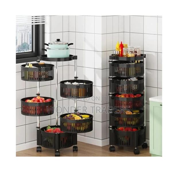 Fruit Rack,Round Fruit Rack Rotating -4 Tier