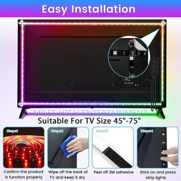RGB TV Lights For Behind With Free Corner Connectors - thumbnail 2