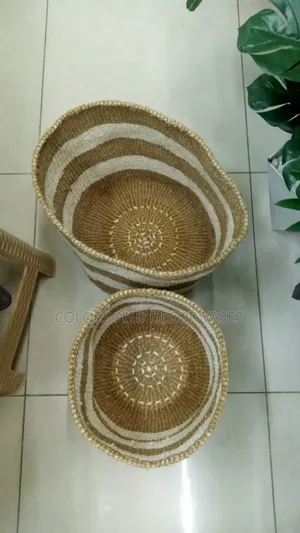 Stripped Baskets Brown With White
