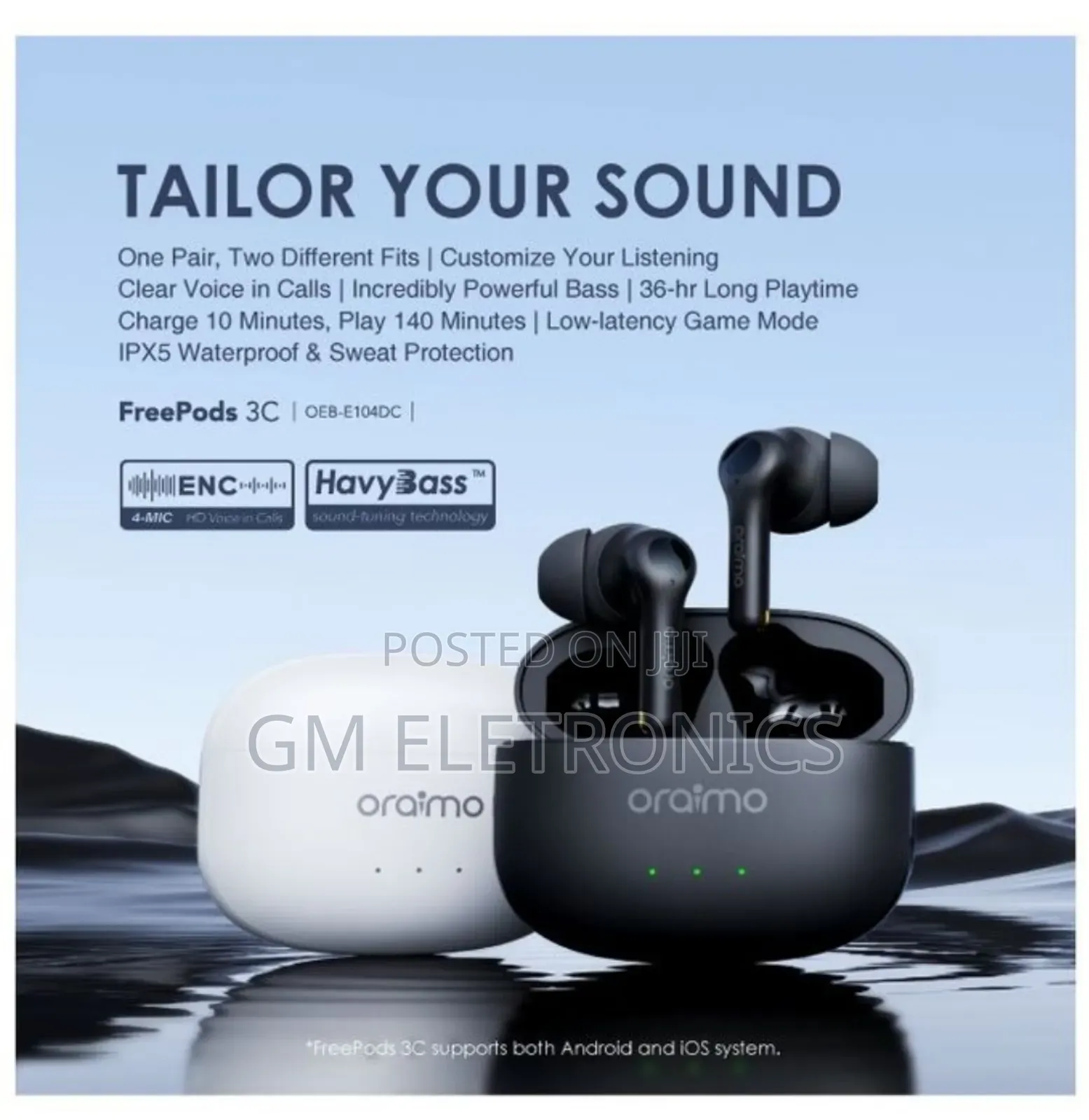 Oraimo Freepods 3C ENC Calling Noise Cancellation.