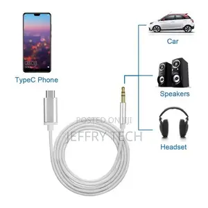 Male to Male Type-C to 3.5mm Aux Audio Adapter Car Stereo Sp