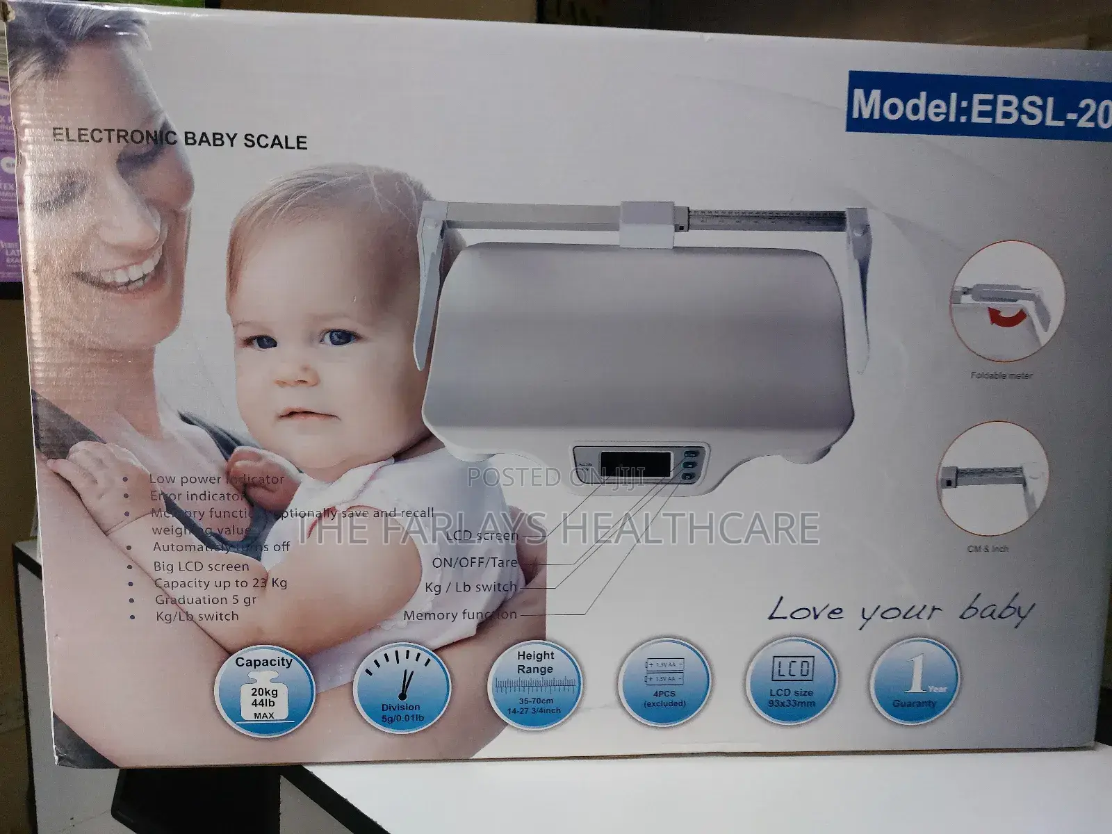 Baby Weigh Scale With Height Metre - Upto 20kg.