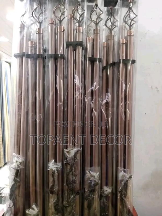 4m Double Brown Adjustable Window Curtain Rods - main view