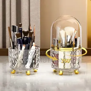 Luxury 360° Rotating Makeup Brushes Holder With Lid*