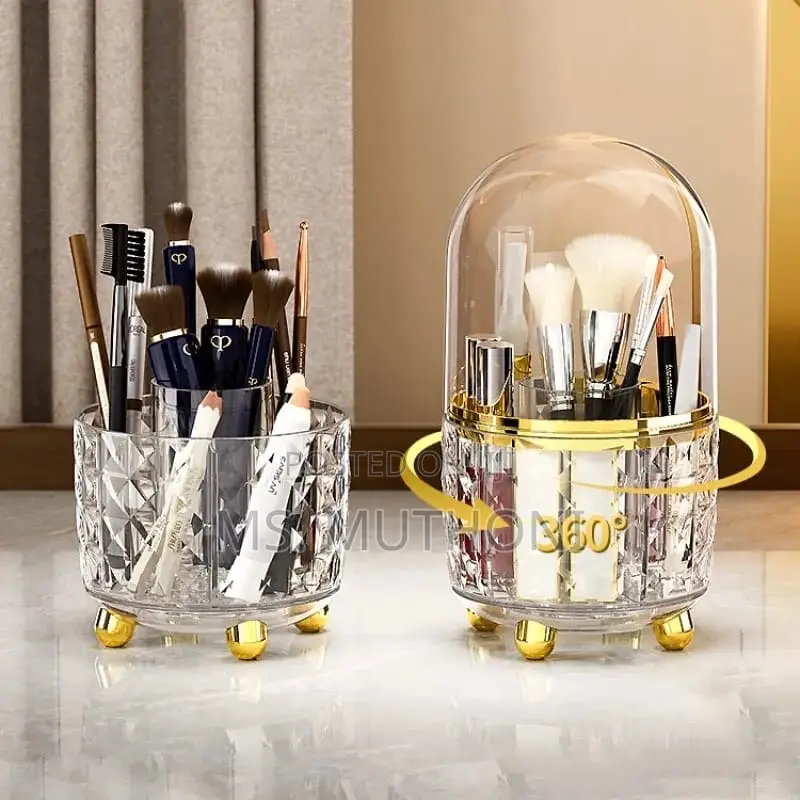 Luxury 360° Rotating Makeup Brushes Holder With Lid*