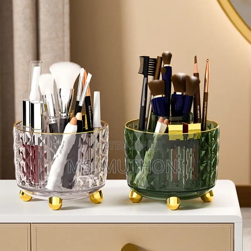 Luxury 360° Rotating Makeup Brushes Holder With Lid*