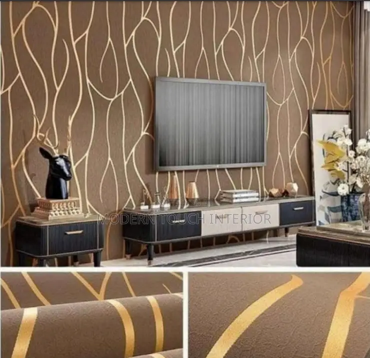 Brown and Gold Floral Wallpaper