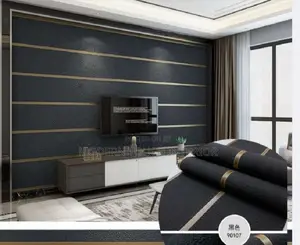 Wallpaper - Embossed Black Lined Wallpaper