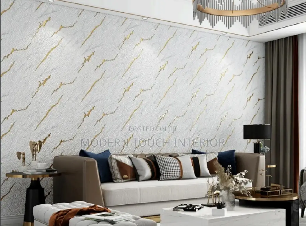 Wallpaper-Embossed White and Gold Wallpaper