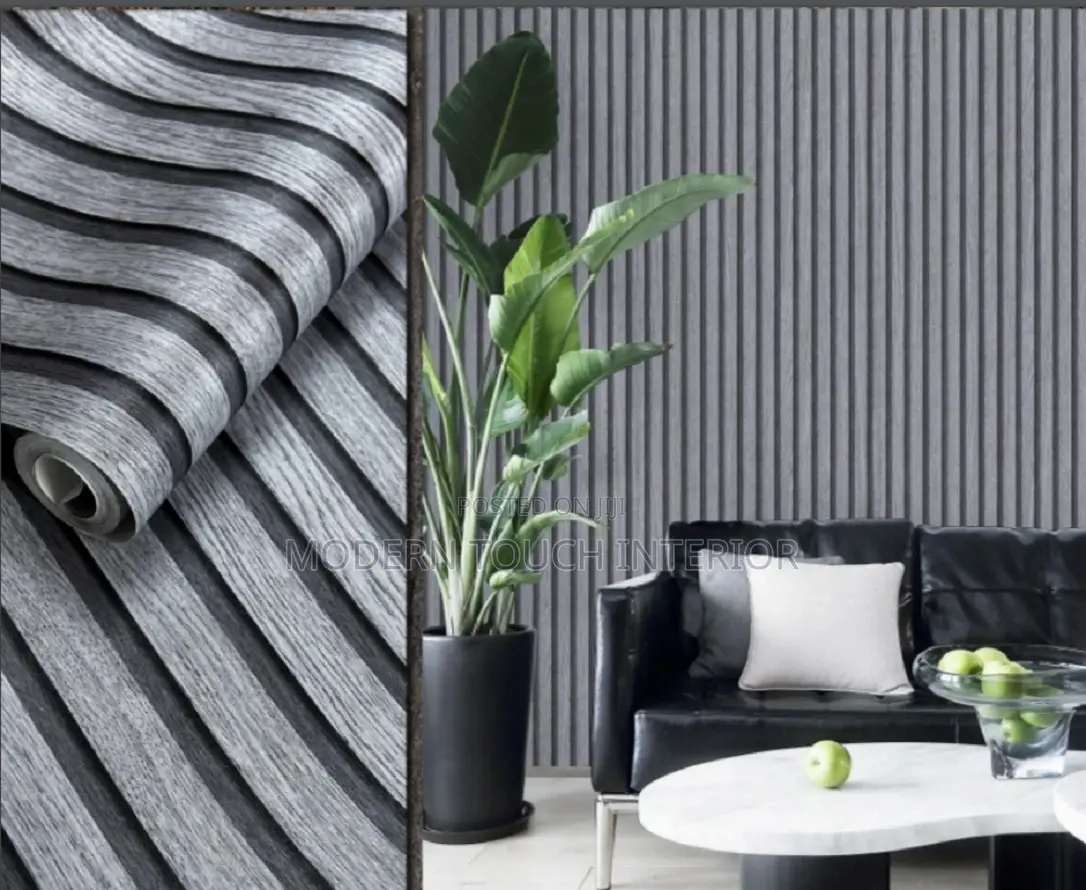 Grey Fluted Wallpaper`