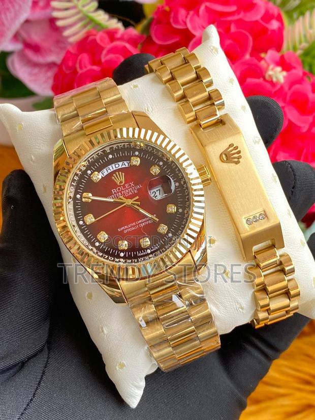 Coloured Display Men's Rolex Watch With Bracelet - main view