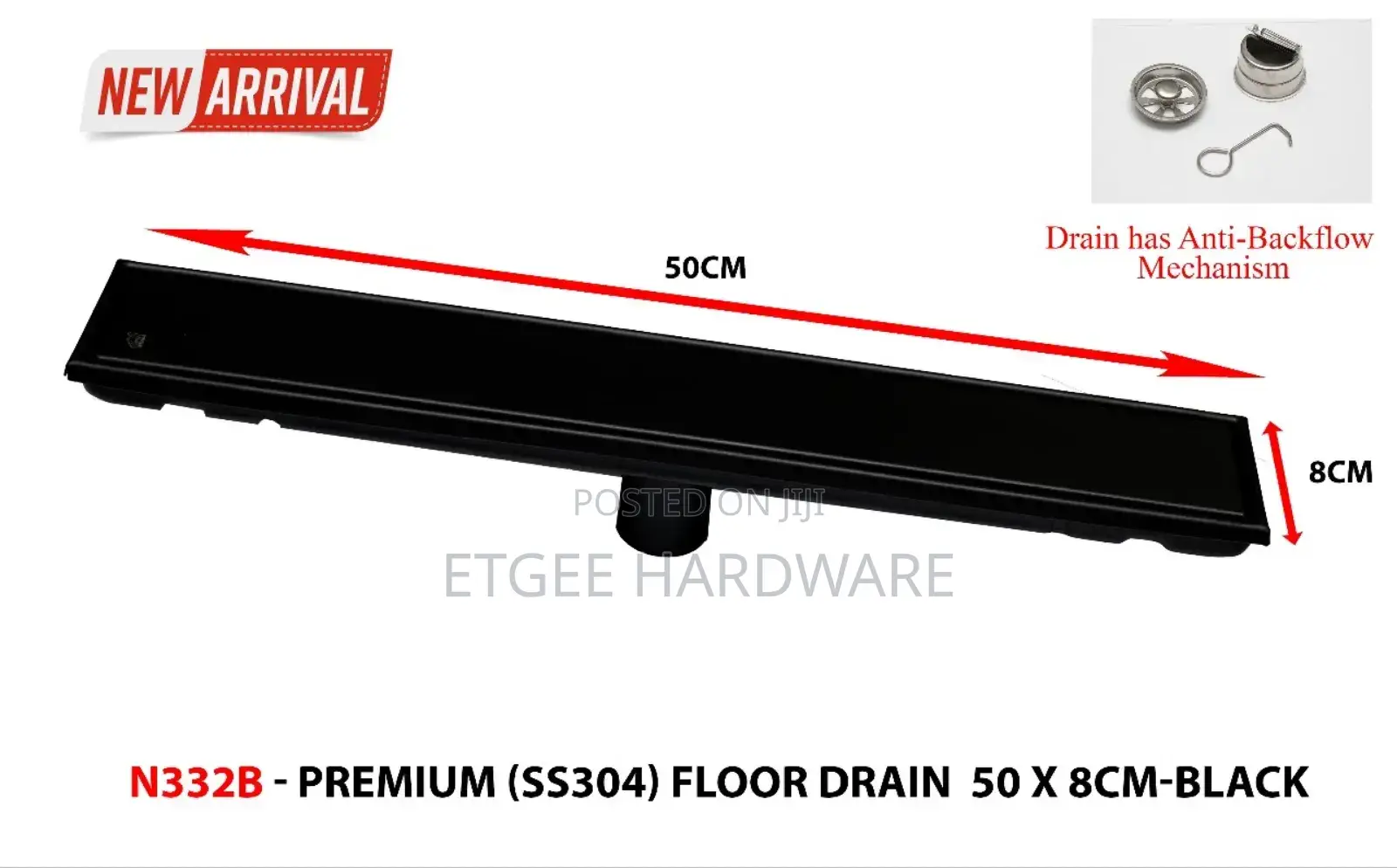 Floor Drain Black 50cm