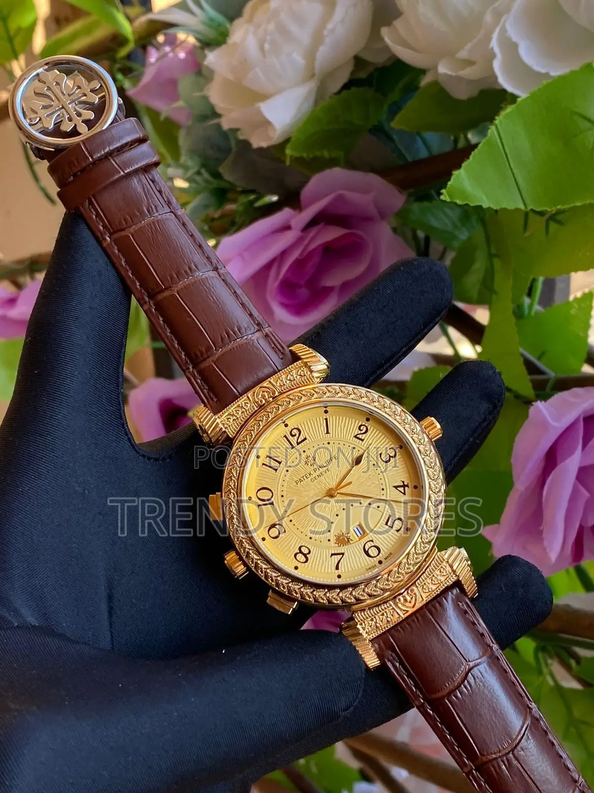 Brown Strap Double Sided Patek Gents Watch