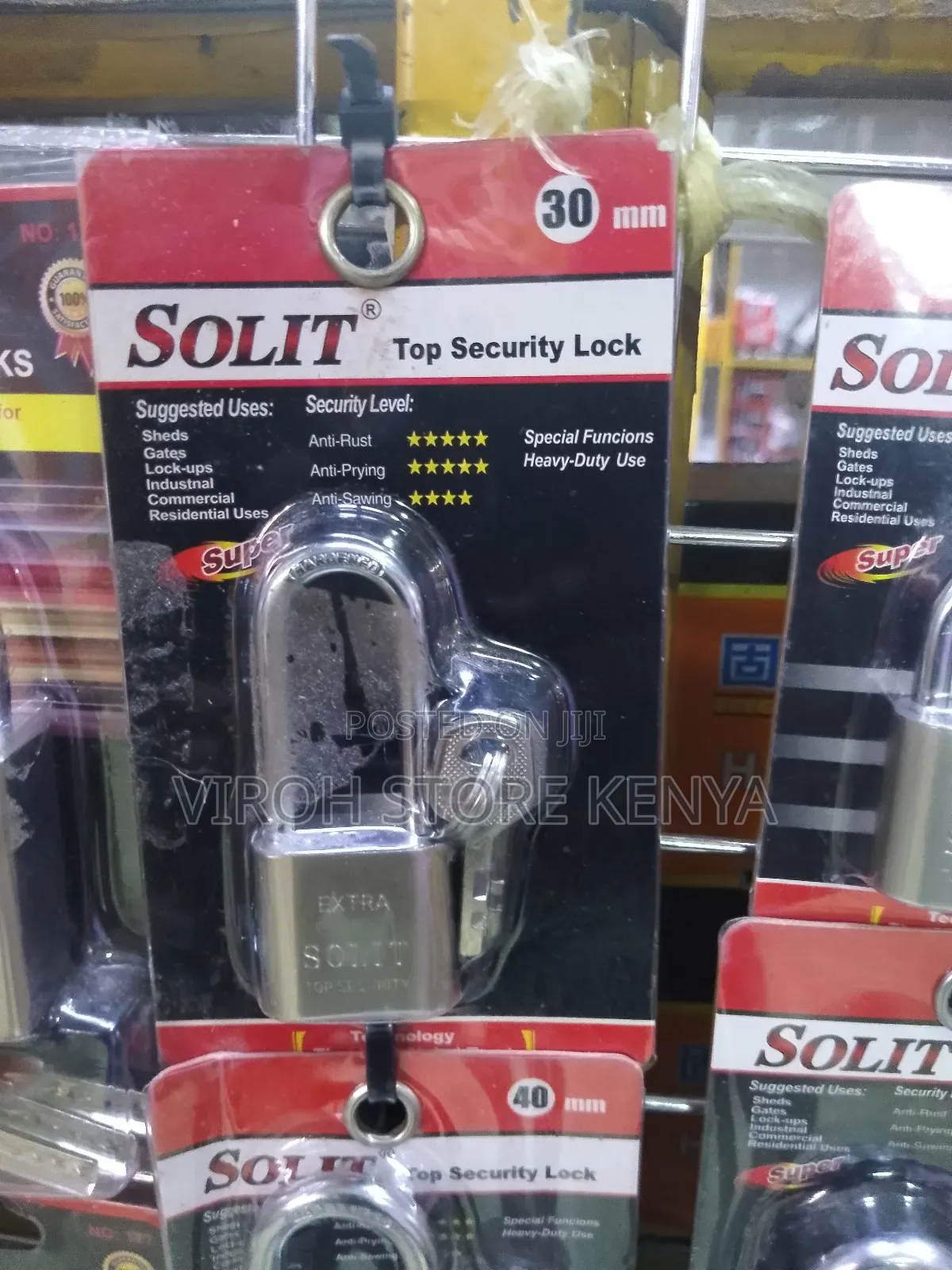 Solit 30mm Long Shackle Padlock 4 Keys
