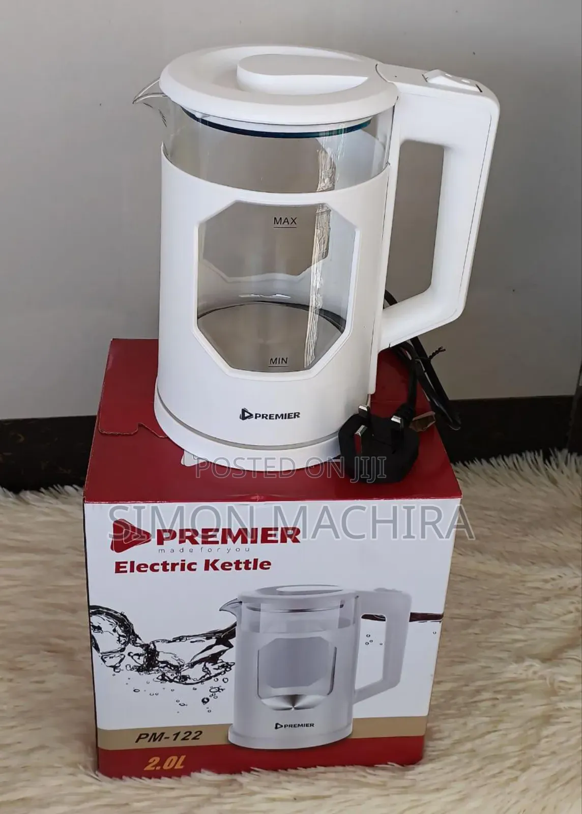 White Premier Electric Kettle 2L