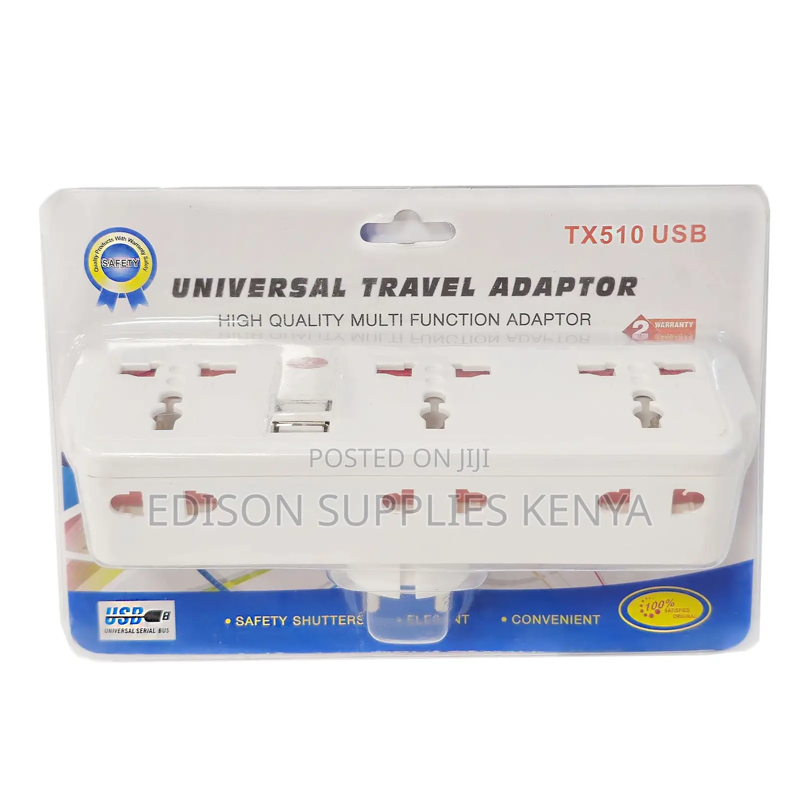 Universal Multiplug Wall Socket Travel Adaptor USB Extension